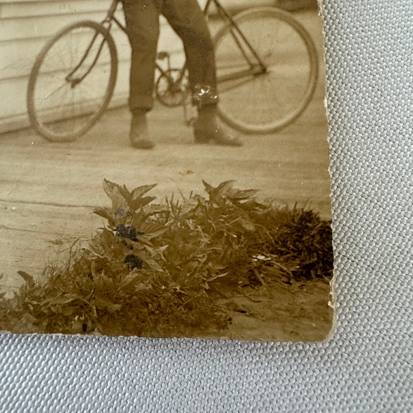 Antique Indian Motorcycle Bicycle Rider Real Photo Postcard RPPC Vintage Bike