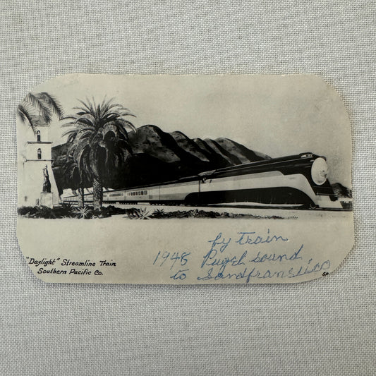 Vintage Train Postcard Clipping Daylight Streamline Train Southern Pacific