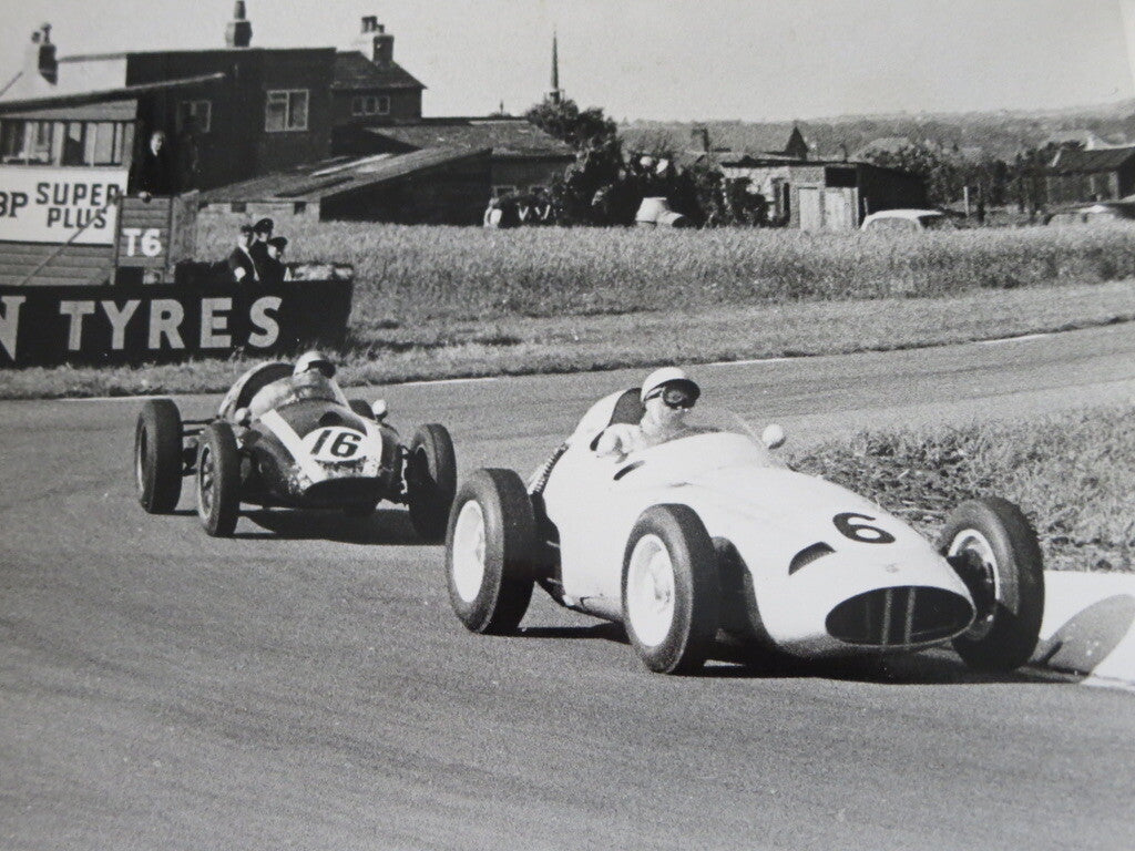 Vintage 1959 Racing Photograph Sitrling Moss & Bruce McLaren British Grand Prix 