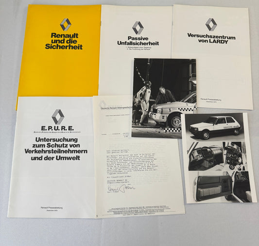 1980 Renault 5 Safety Testing Car Press Kit Brochure Photos Vintage GERMAN Text