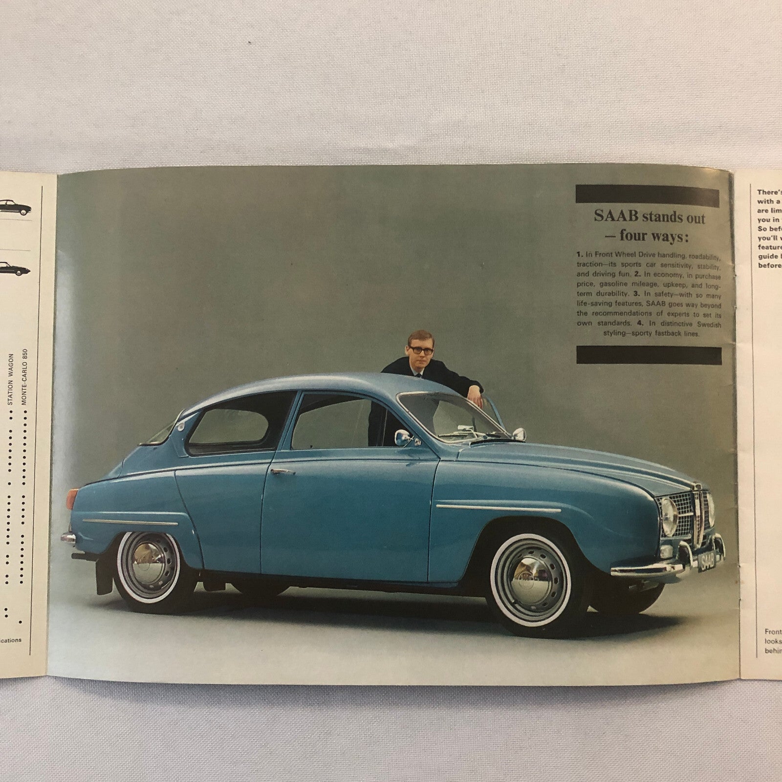 Vintage Saab Car Sales Brochure Catalog Sedan Station Wagon Monte Carlo 850