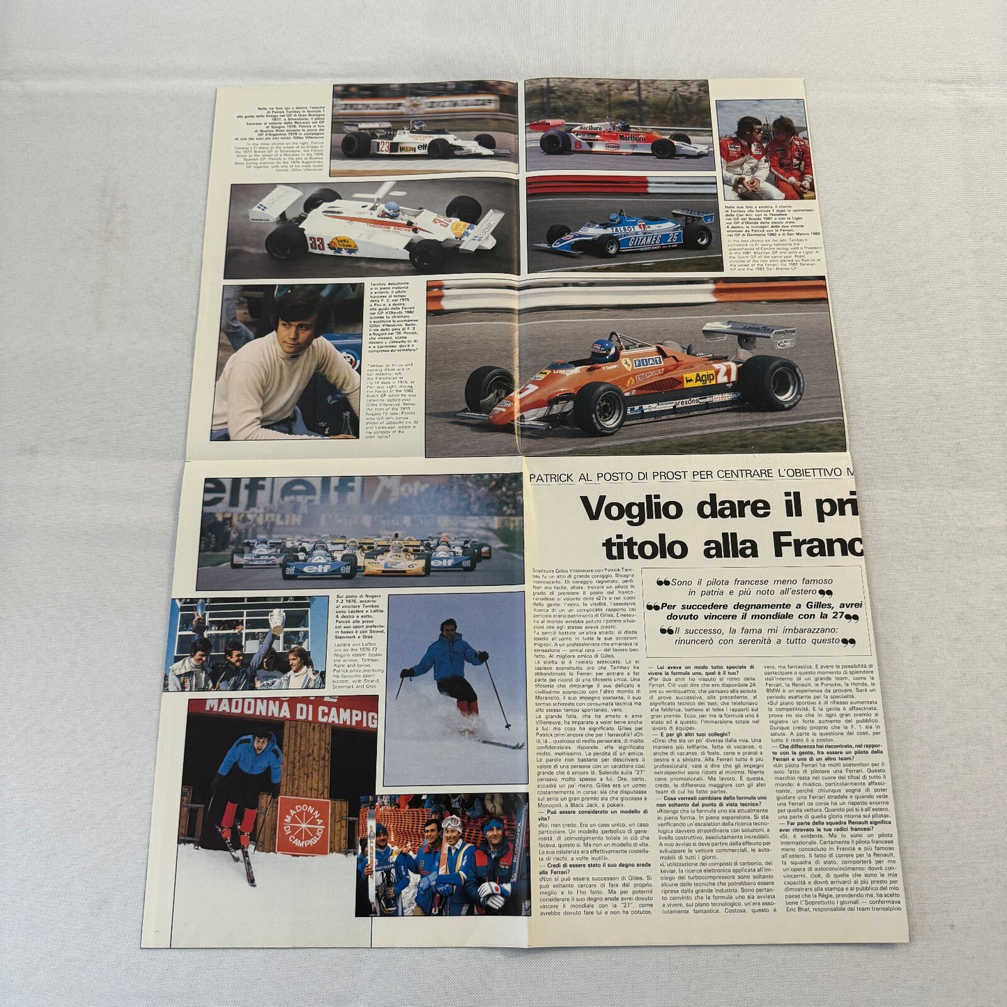 Patrick Tambay Vintage F1 Racing Poster Magazine Insert AutoSprint Renault ELF