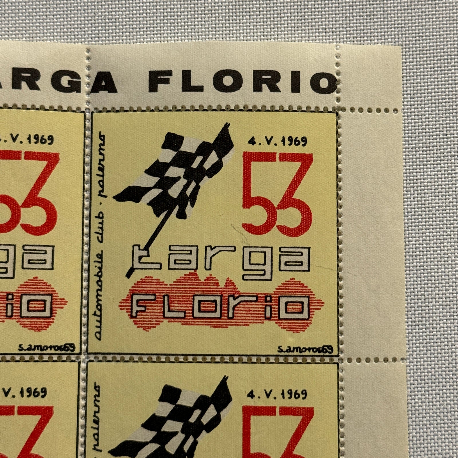 1969 Targa Florio Race Racing Postage Stamp Sheet 4x Stamps