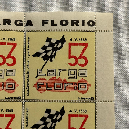 1969 Targa Florio Race Racing Postage Stamp Sheet 4x Stamps