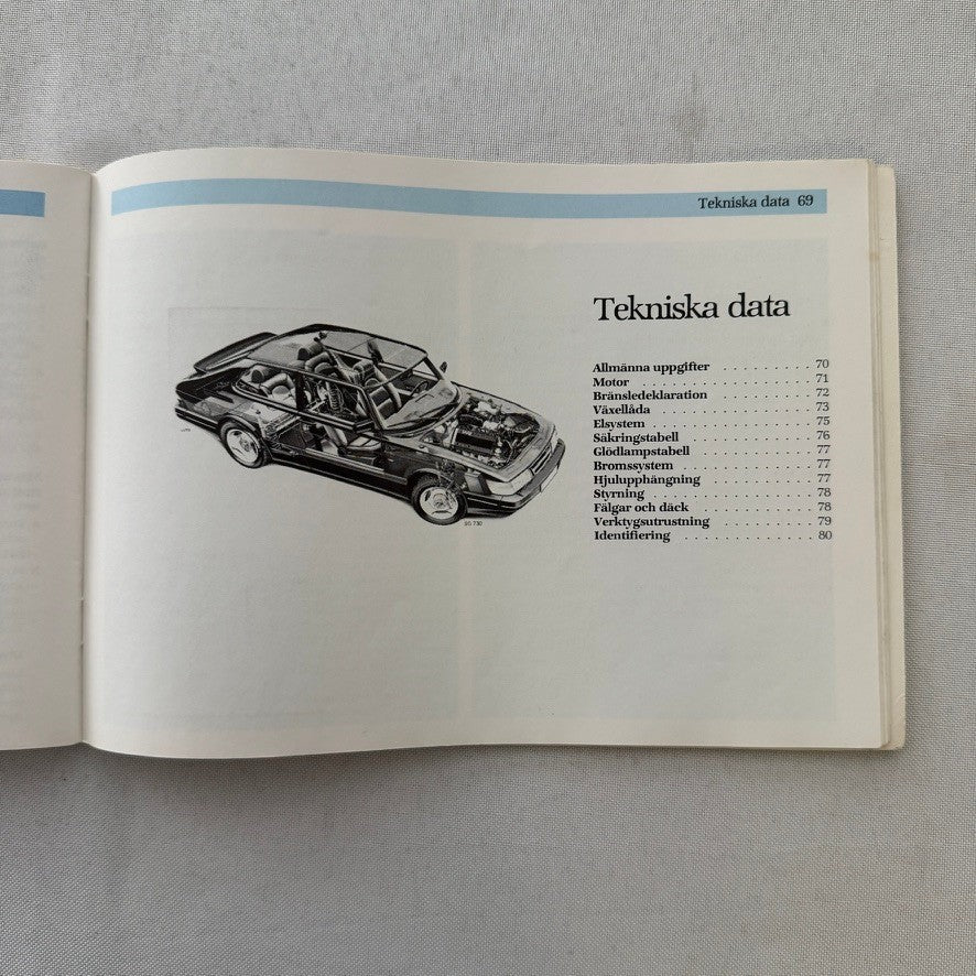 1988 Saab 900 Owners Manual Instruction Guide Book Combi Cabriolet SWEDISH TEXT