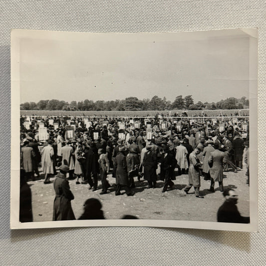 Vintage Photo Photograph Crowd at Horse Racing Track