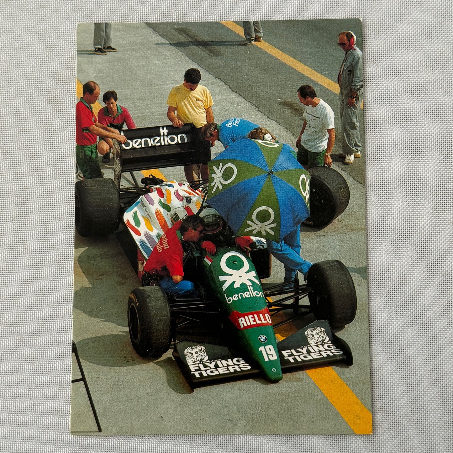 Benetton BMW Formula One F1 Racing Card Postcard Teo Fabi CZECH Text