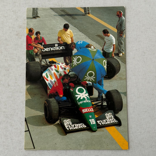Benetton BMW Formula One F1 Racing Card Postcard Teo Fabi CZECH Text