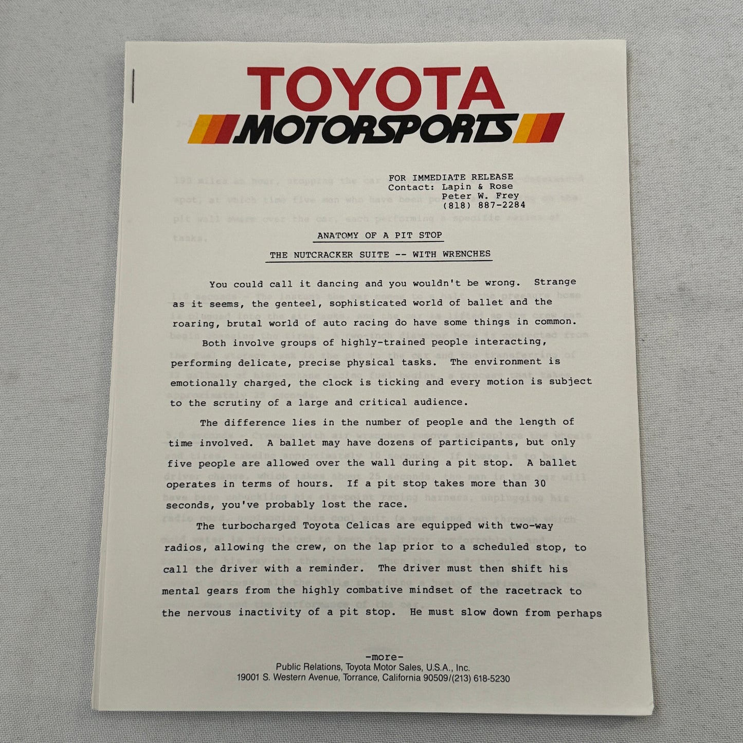 1988 Toyota Celica IMSA Racing Press Kit Photos Willy T Ribbs Chris Cord