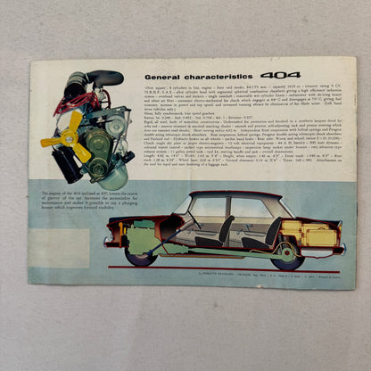 Peugeot 404 Car Sales Brochure Catalog Advertising Vintage