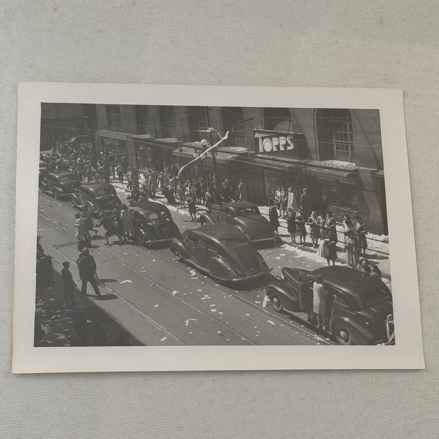 Vintage VE Day Celebration New York Times Square Photo Photograph Modern Print