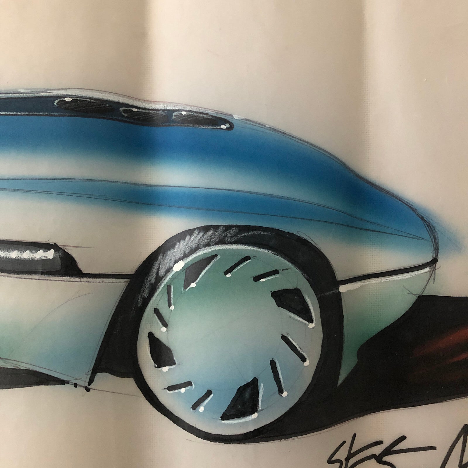 Car Styling Concept Illustration Art Drawing Sketch Vintage Original 1986