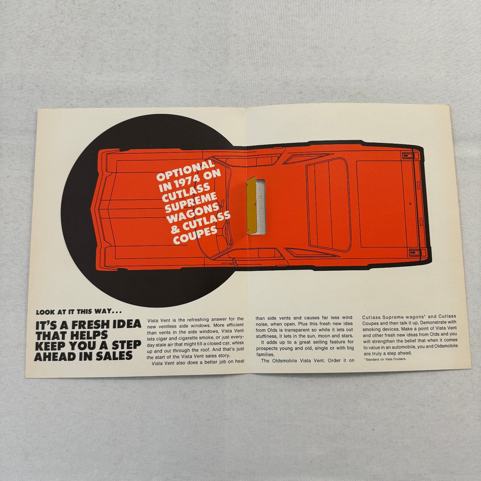 1974 Oldsmobile Cutlass Vista Vent Sunroof Sales Brochure Catalog Supreme Wagon