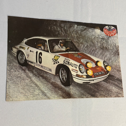 Vintage Porsche 911 Rally Rallye Car Magazine Insert Poster