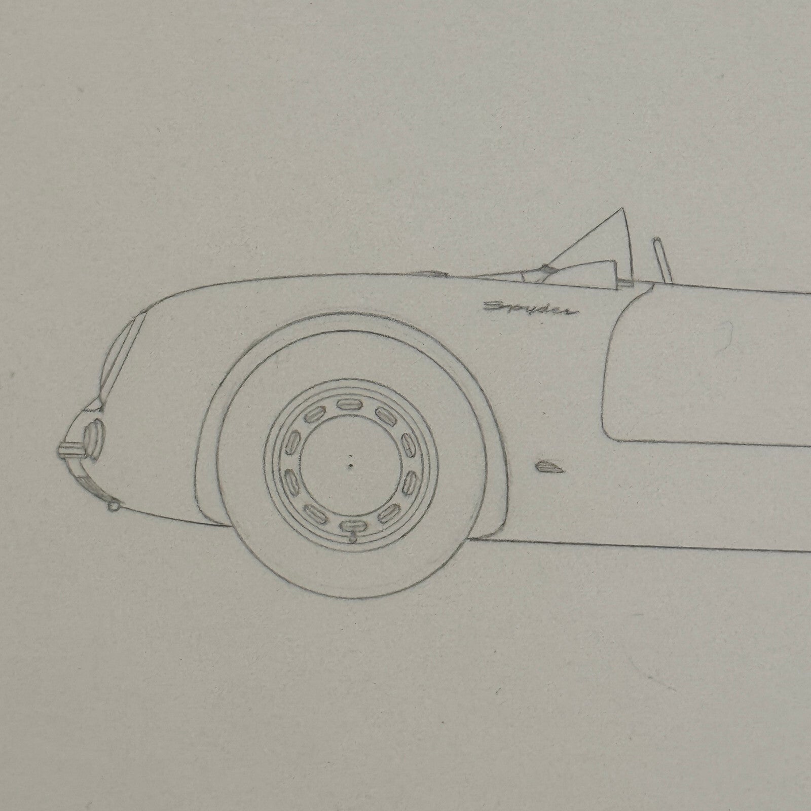 1955 Porsche 550 Spyder Car Illustration Art Drawing Hand Drawn