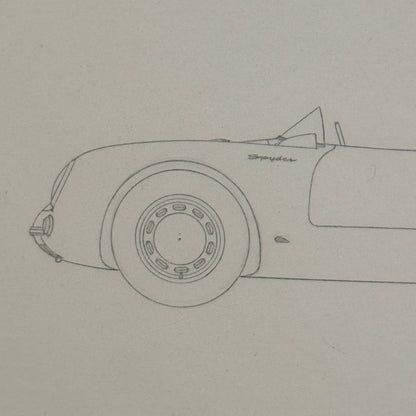 1955 Porsche 550 Spyder Car Illustration Art Drawing Hand Drawn