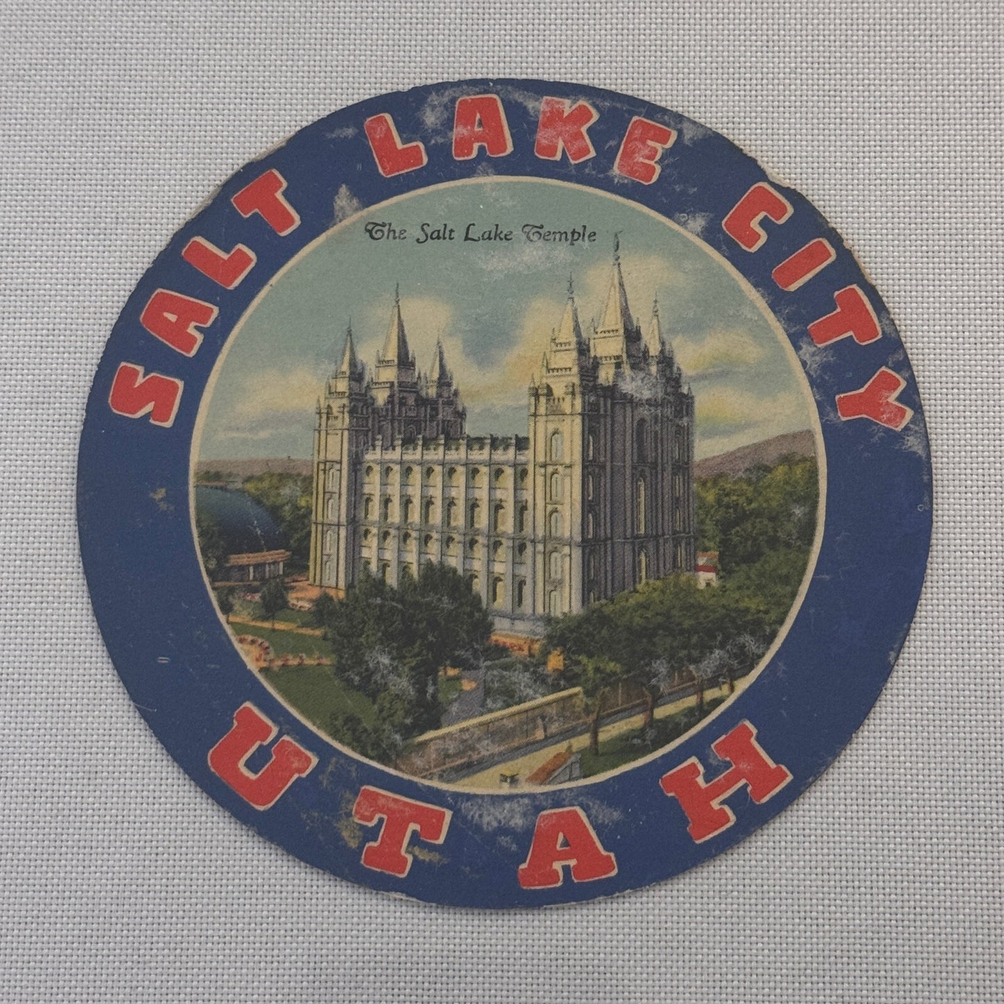 Vintage Travel Luggage Label The Salt Lake Temple Salt Lake City Utah