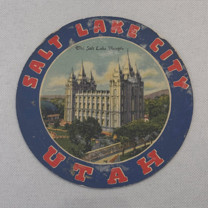 Vintage Travel Luggage Label The Salt Lake Temple Salt Lake City Utah