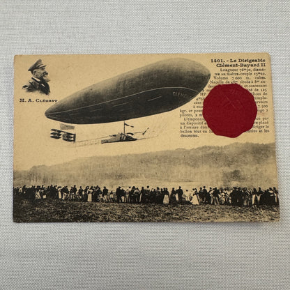 Vintage Zeppelin Airship Dirigible Postcard Post Card French Clemenet Bayard II