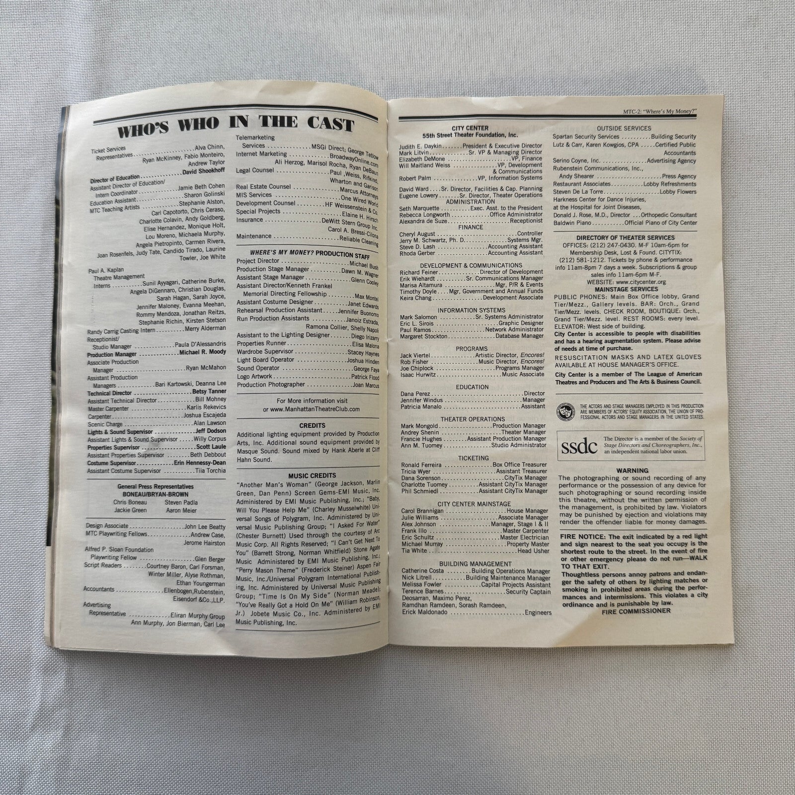 Where's My Money Signed Playbill Autographed Program David Deblinger 2001