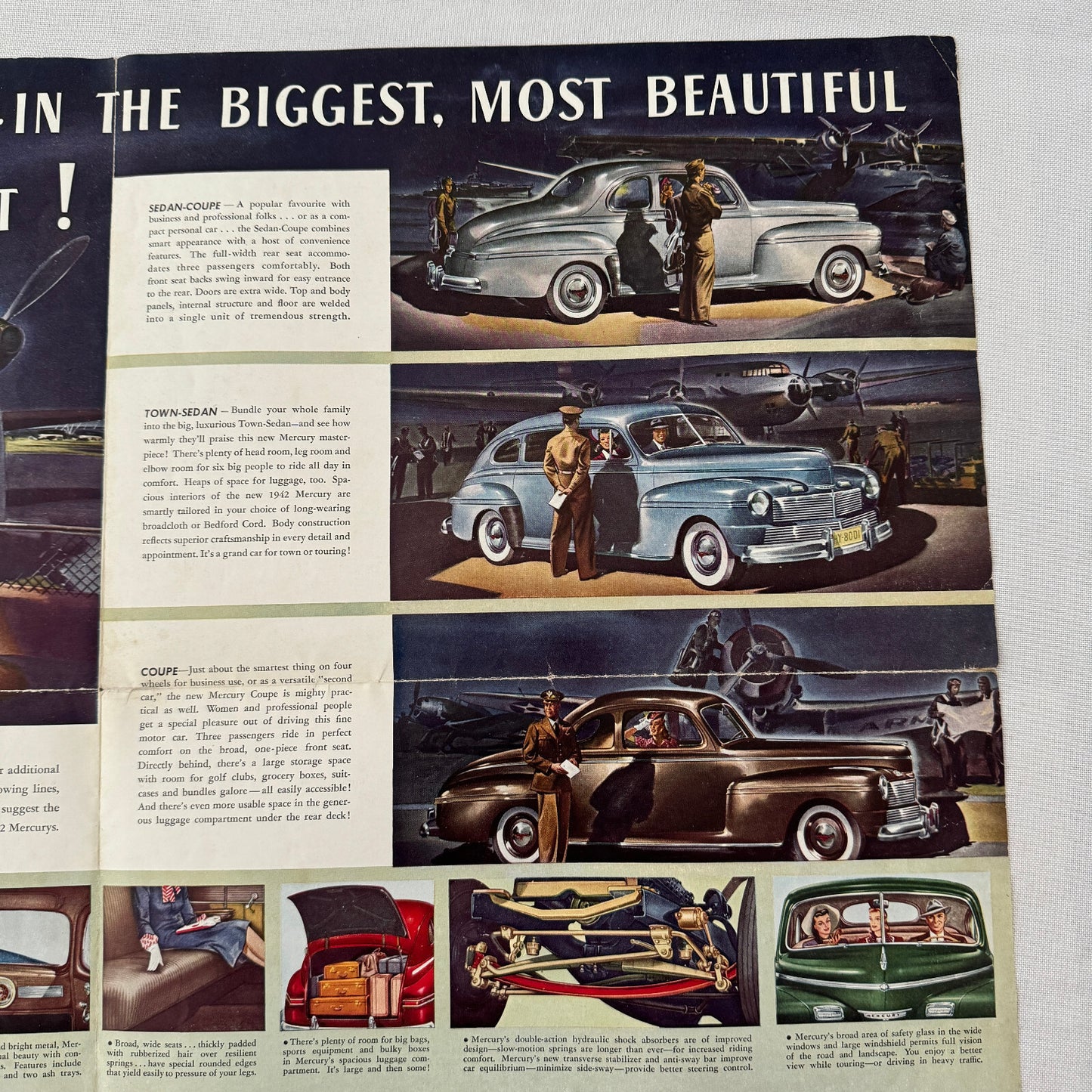 1942 Mercury Eight Car Sales Brochure Catalog Poster Coupe Town Sedan Canadian