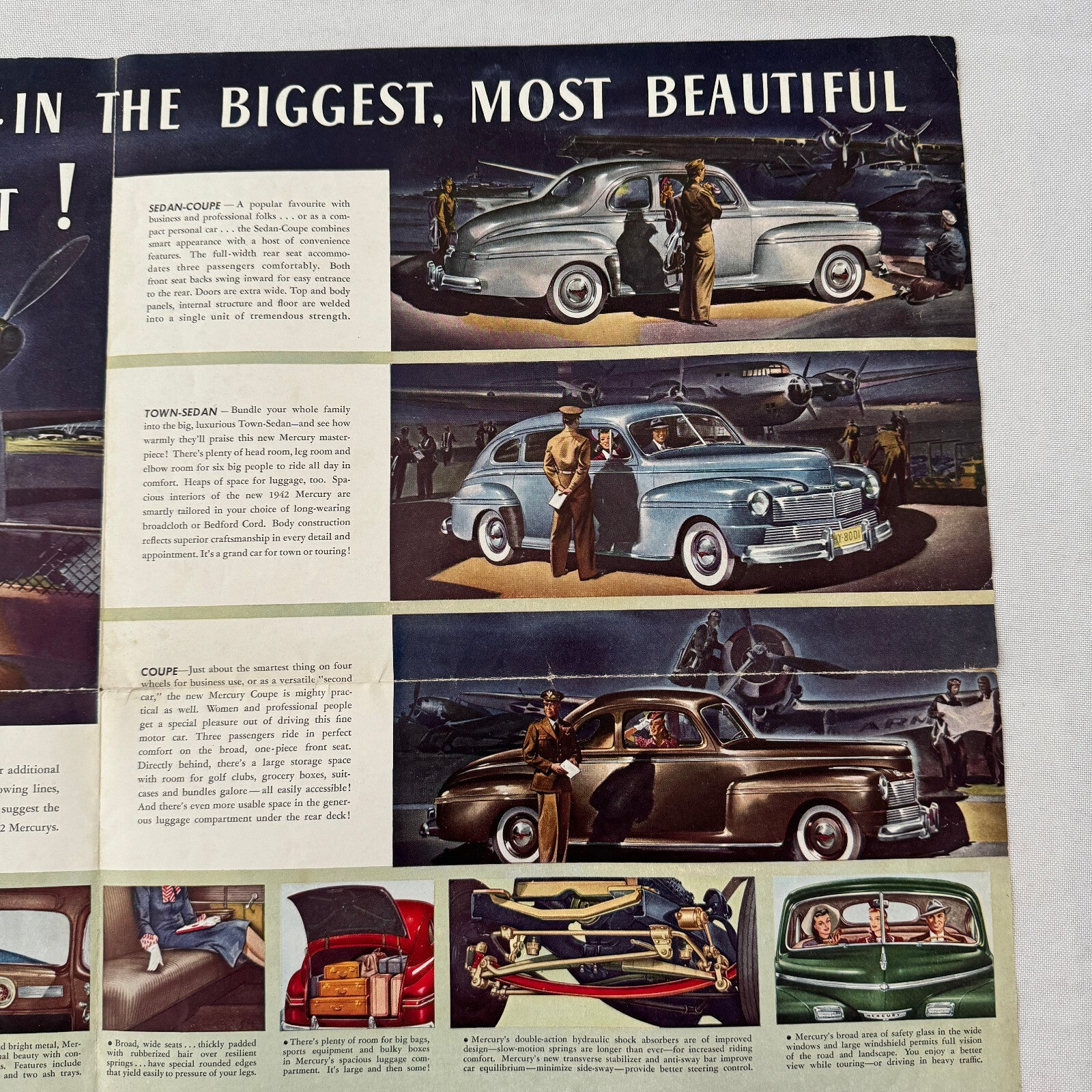 1942 Mercury Eight Car Sales Brochure Catalog Poster Coupe Town Sedan Canadian