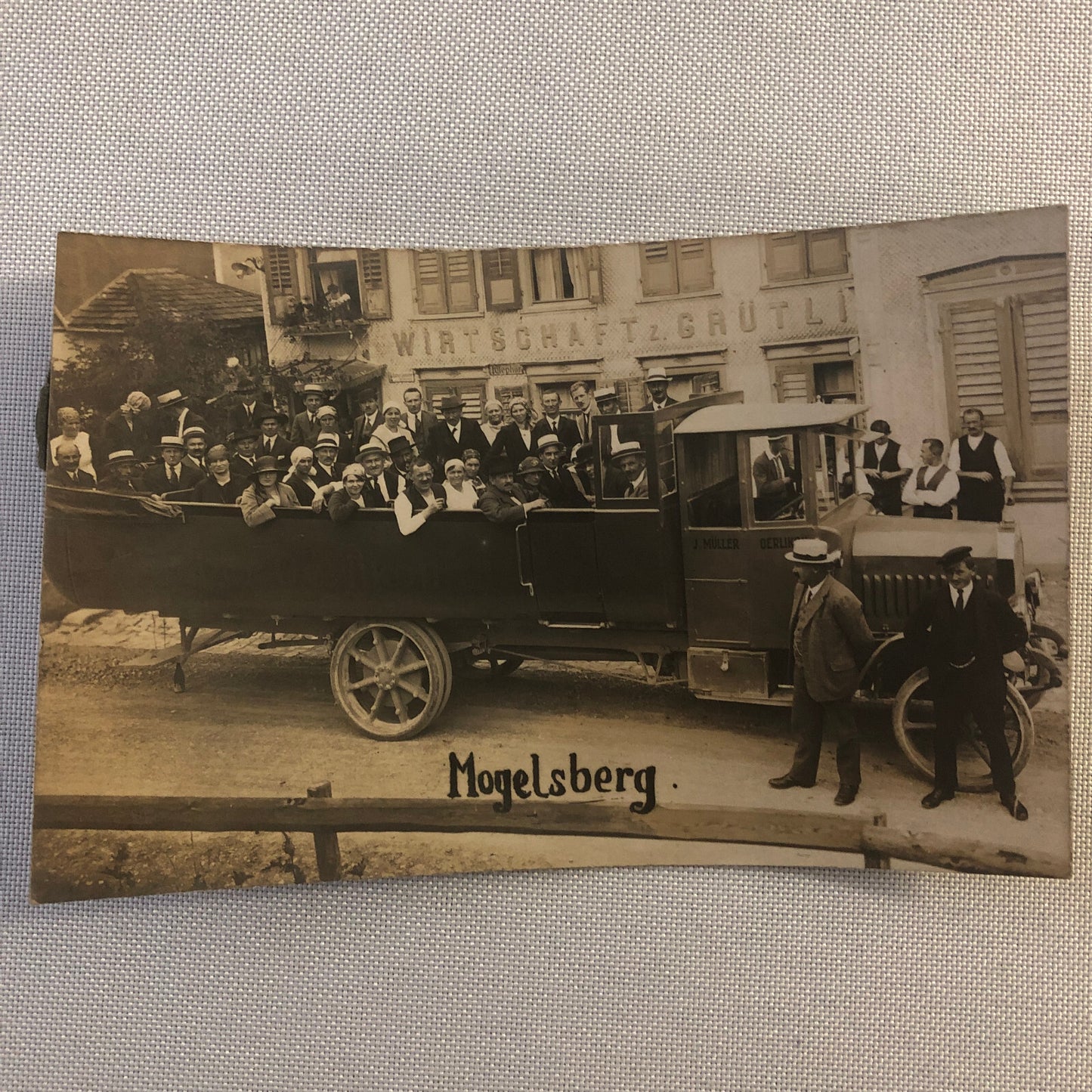 Vintage Photo Photograph Print People in Truck Germany Mogelsberg - Tag AL22SM1