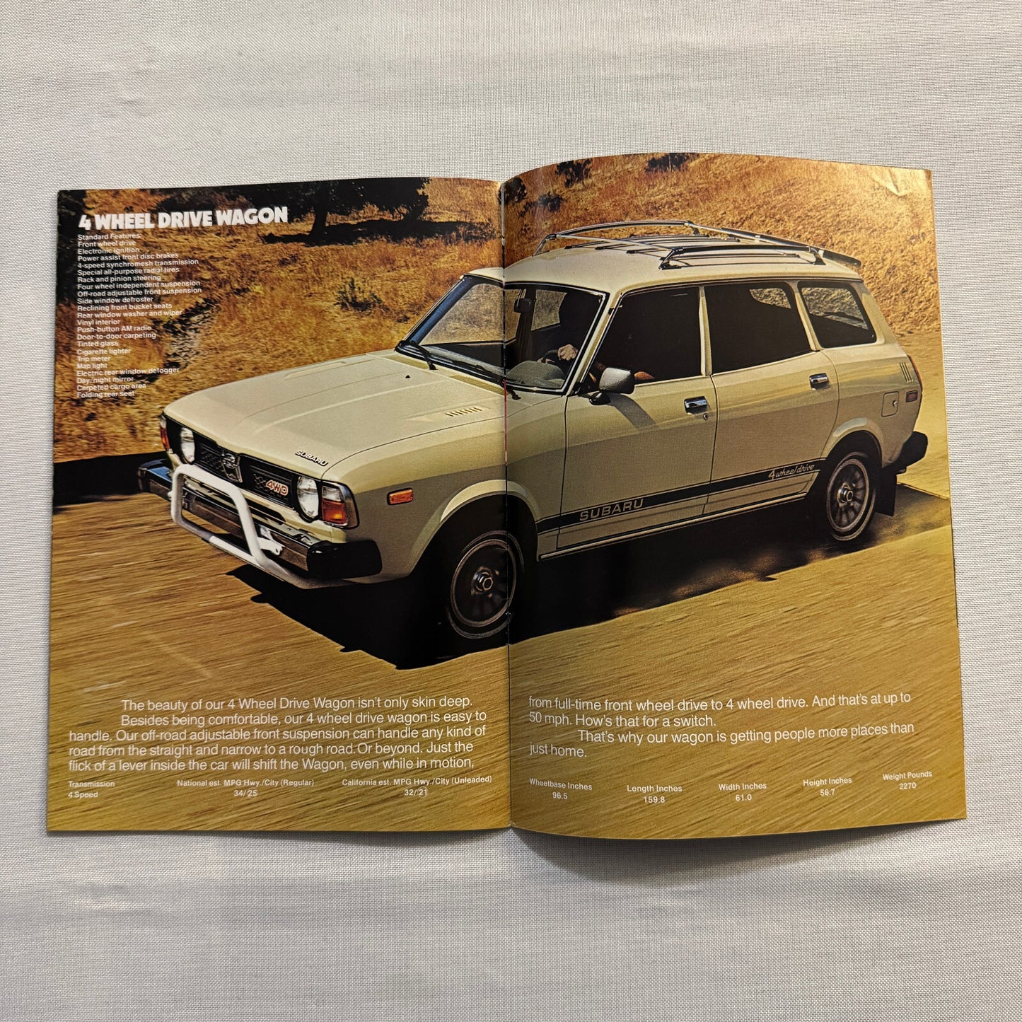 Vintage Subaru Car Sales Brochure Catalog Brat DL GF Coupe Sedan Station Wagon