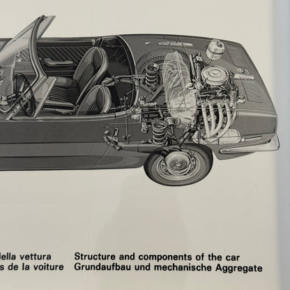 FIat 850 Spider Car Cutaway Illustration Factory Press Photo Photograph Vintage