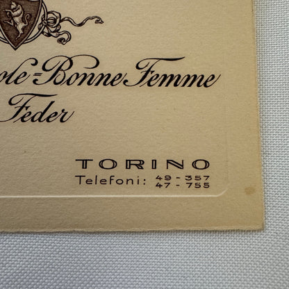 Vintage Hotel Card Hotel Metropole Bonne Femme et Feder Torino Italy Italian