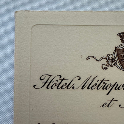 Vintage Hotel Card Hotel Metropole Bonne Femme et Feder Torino Italy Italian