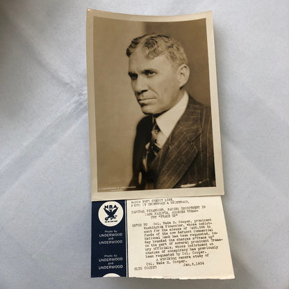 Press Photo Photograph Banker Charged with Bank Collapse 1934 Wade H Cooper