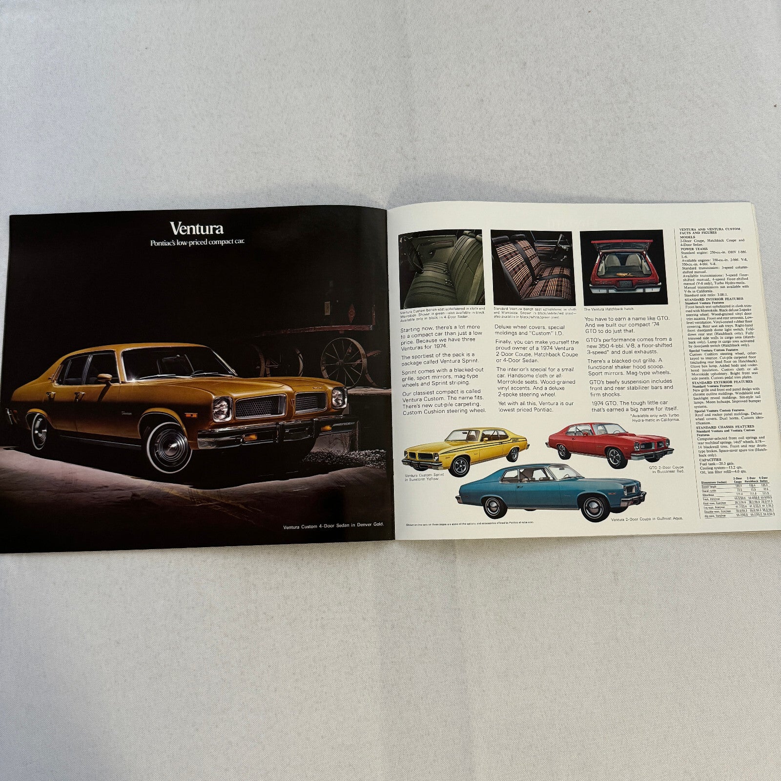1974 Pontiac Car Sales Brochure Catalog Firebird Grand Prix GTO Ventura Grand Am