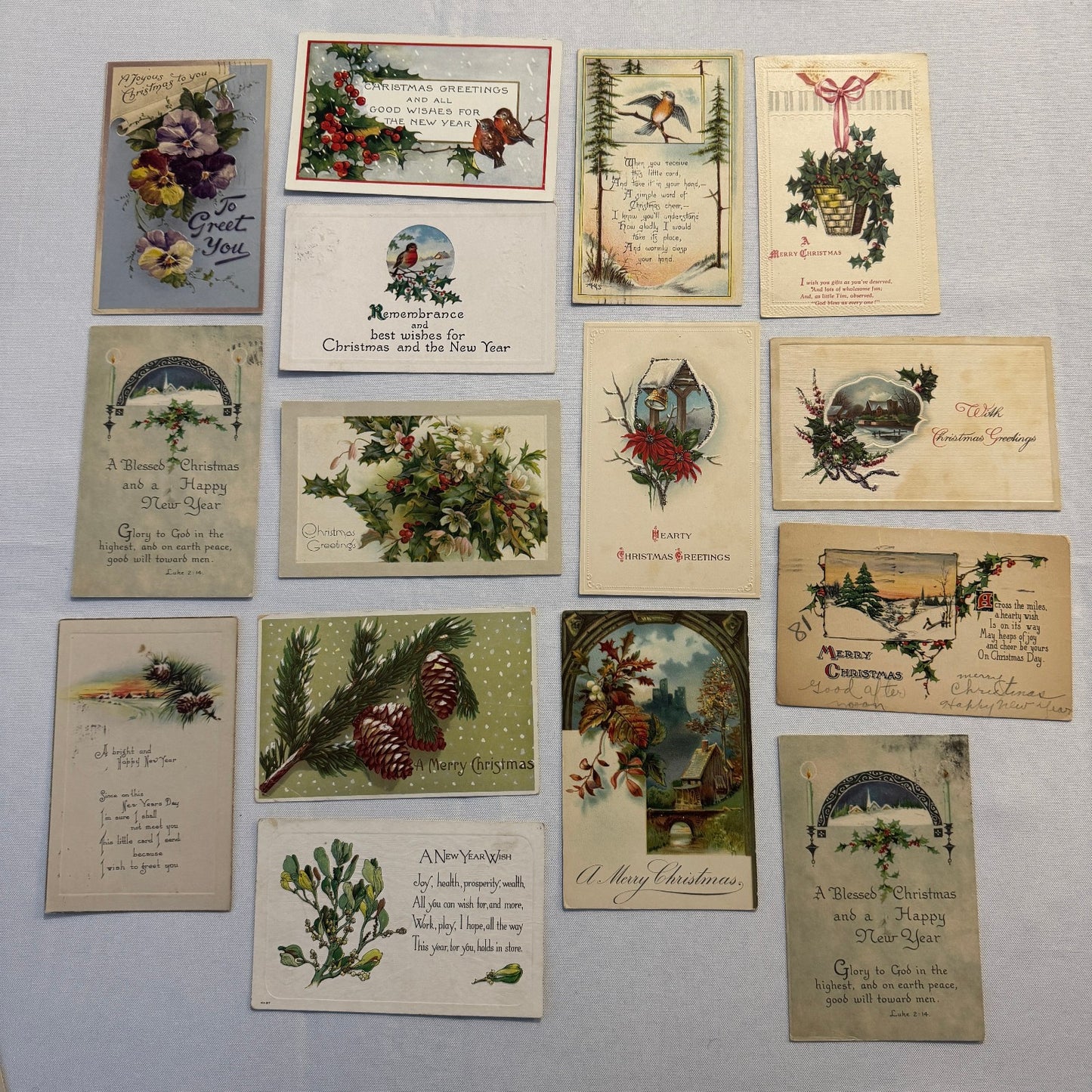 Antique Christmas & New Years Postcard Collection Lot Birds Flowers Xmas 100+
