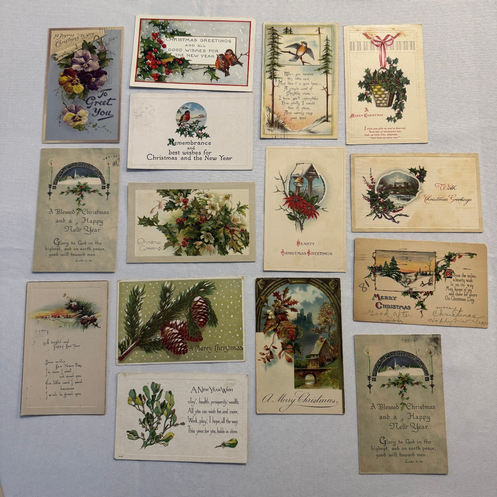 Antique Christmas & New Years Postcard Collection Lot Birds Flowers Xmas 100+