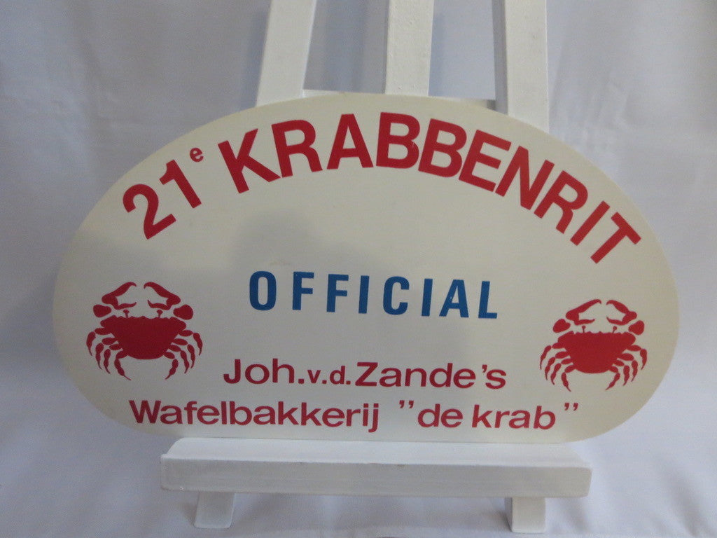 Vintage 21e Krabbenrit OFFICIAL Car Club Rally Plate Plaque Sign 