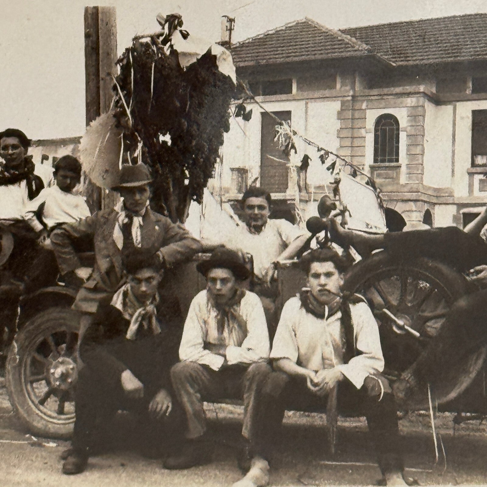Vintage Photograph Photo Antique People with Early Automobile Car