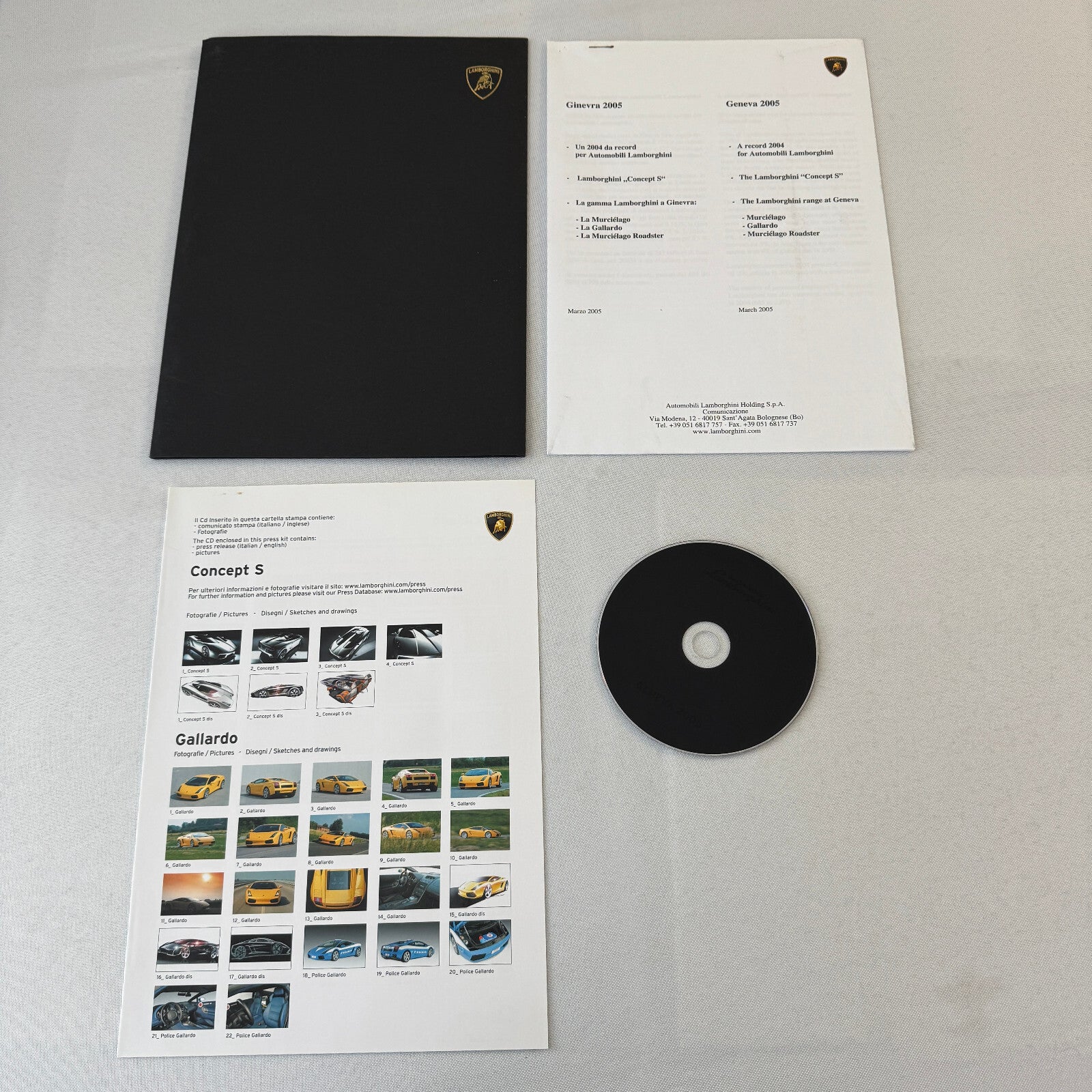 2005 Lamborghini Geneva Autoshow Press Kit Murcielago Concept S Gallardo