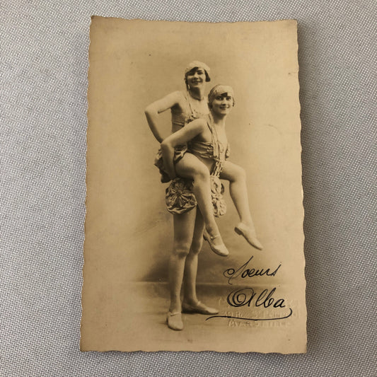 Circus Performer Real Photo Postcard Post Card RPPC Acrobats Alba Sisters