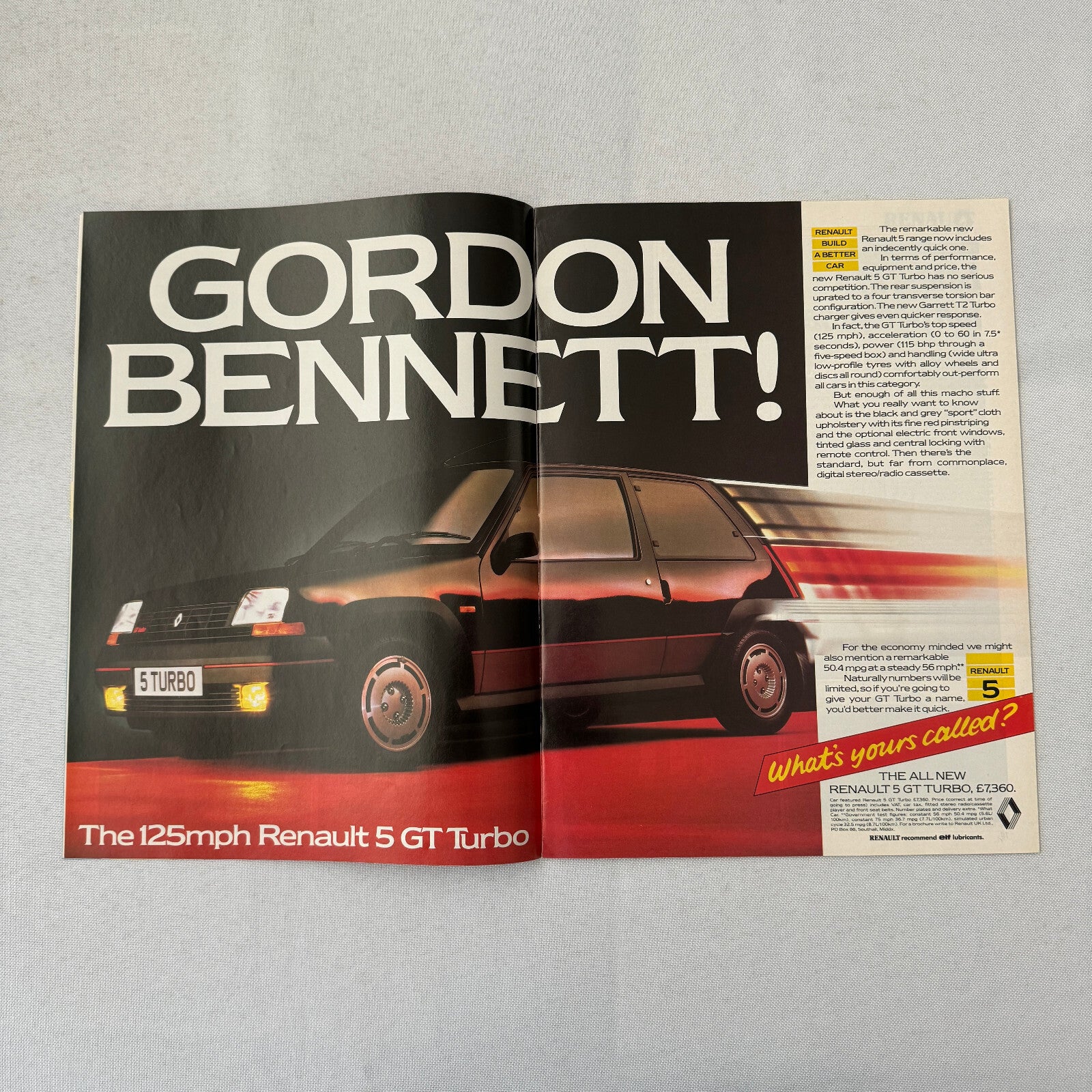 1986 Renault Racing Autosport Supplement Formula One F1 Renault 5GT Turbo ELF +