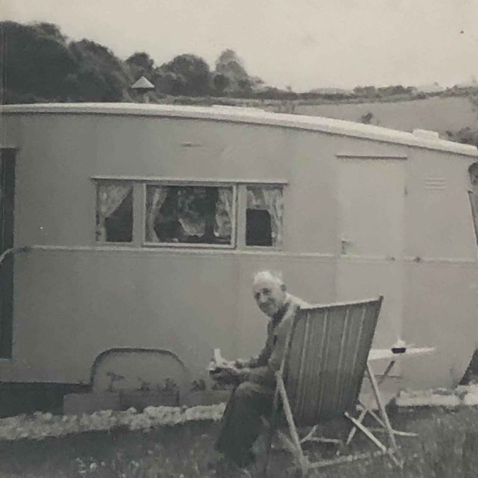 Vintage Photograph Lot of 3 - People in Camper Caravan Trailer Park 