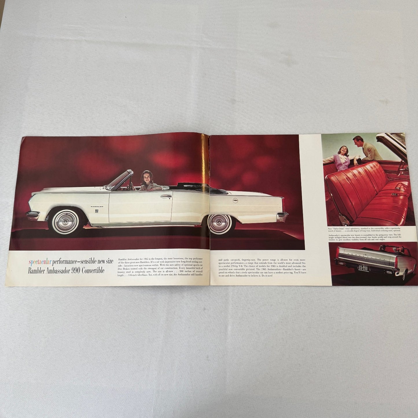 1965 Rambler Ambassador Car Sales Brochure Catalog Advertising Convertible +