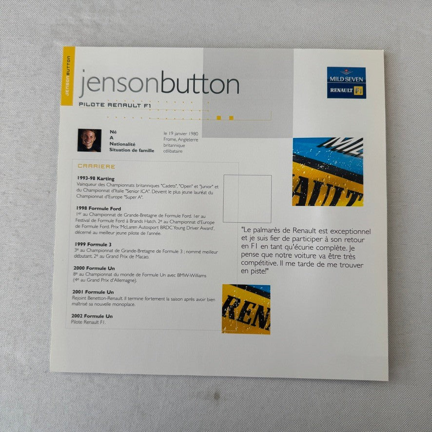 2002 Renault Mild Seven F1 Formula One Team Press Kit Brochure CD