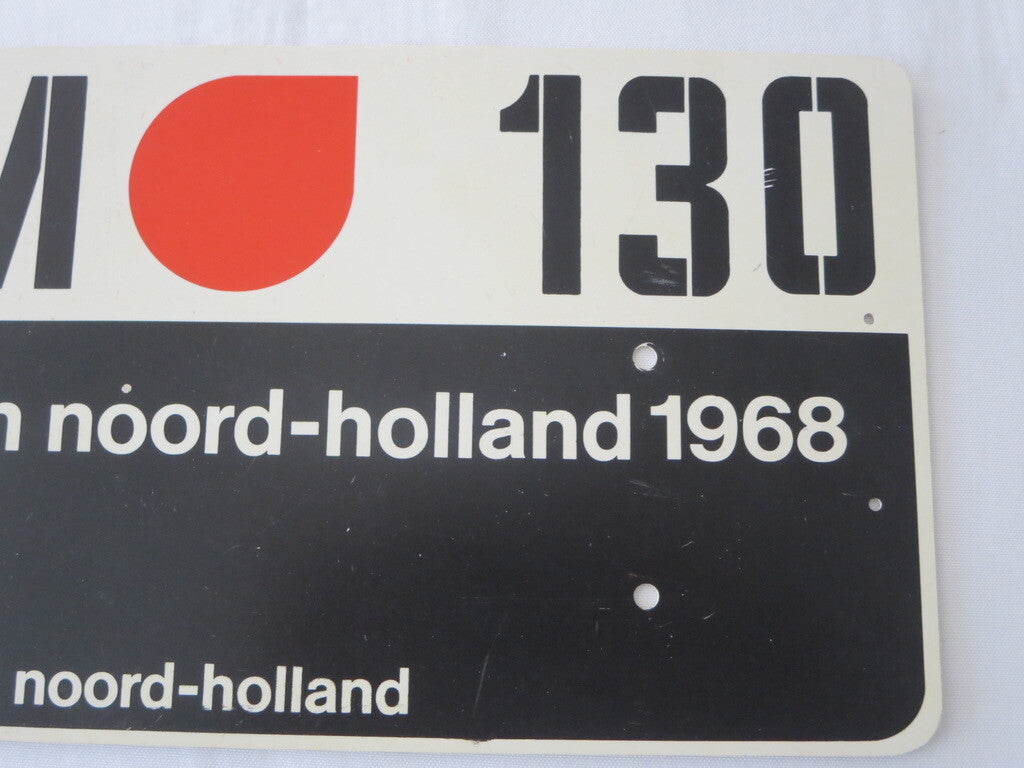 Vintage 1968 Ronde Van Noord Holland Car Rally Participant Plate Plaque RAC West