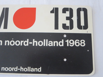 Vintage 1968 Ronde Van Noord Holland Car Rally Participant Plate Plaque RAC West
