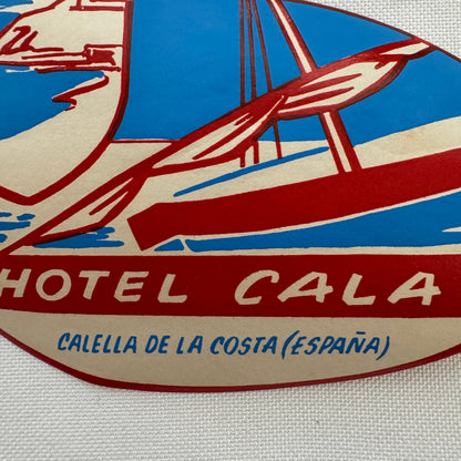 Vintage Travel Luggage Label Hotel Cala Espana Spain Calella de La Costa