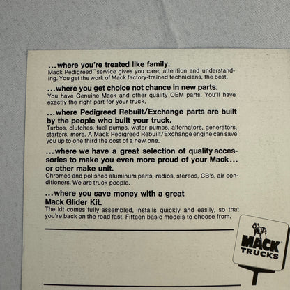 Mack Truck Advertising Brochure Card Flyer Glider Kit