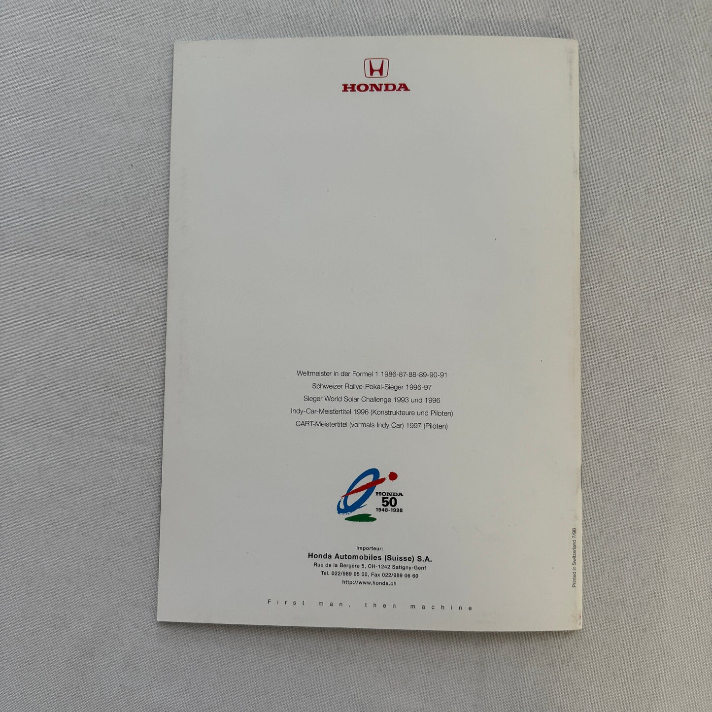 1998 1999 Honda Accord Coupe V6 Car Sales Brochure Swiss Market German Text