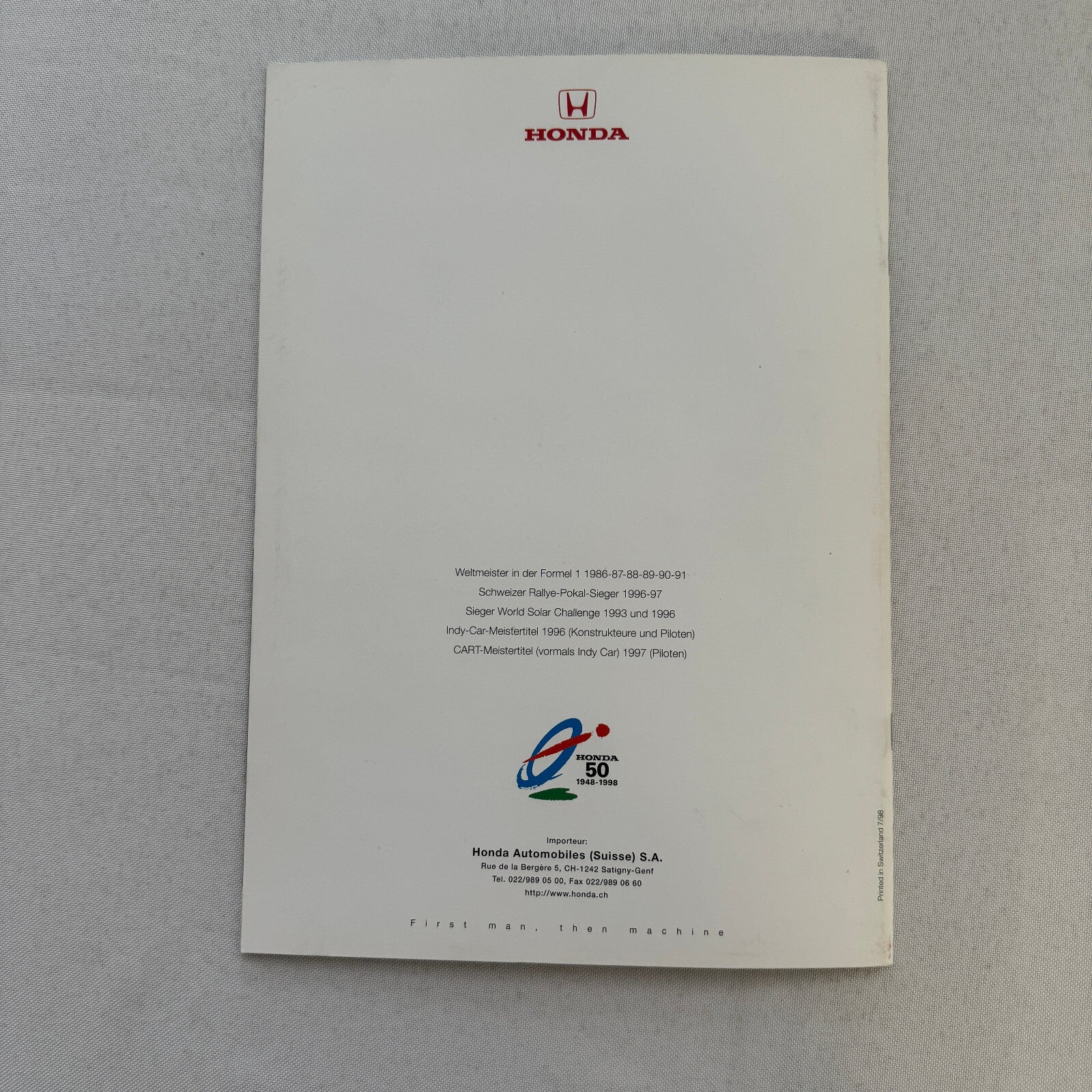 1998 1999 Honda Accord Coupe V6 Car Sales Brochure Swiss Market German Text