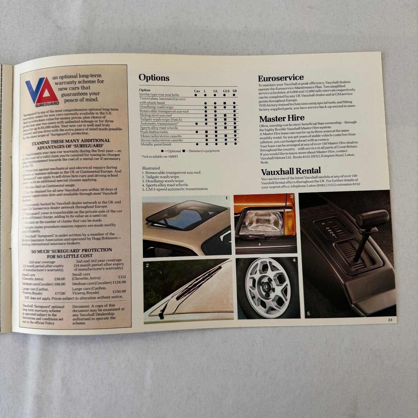 1982 Vauxhall Cavalier Car Sales Brochure Catalog Advertising UK Market
